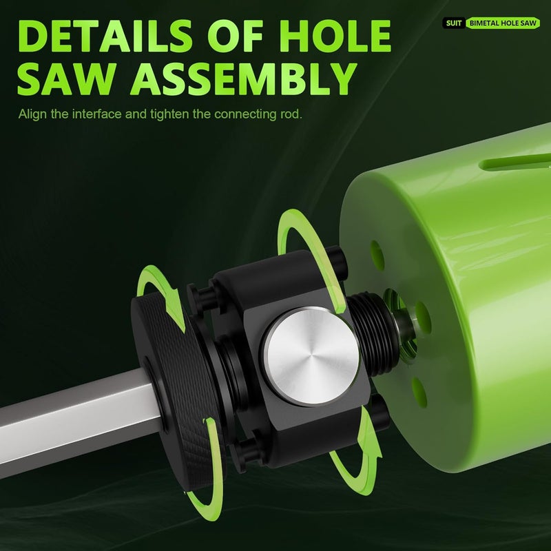FROOOK 19-Piece Bi-Metal Hole Saw Kit with Quick Core Remover in Sizes from 3/4" to 2-1/2" for Professional Wood, Thin Metal, PVC and Cutting - Image 4